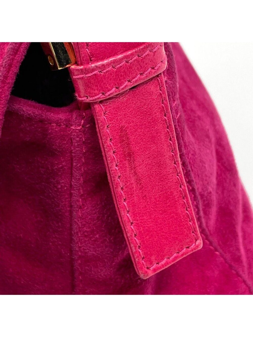 Fendi Zucca Pattern Shoulder Bag Mamma Baguette Suede Pink - Picture 5 of 10